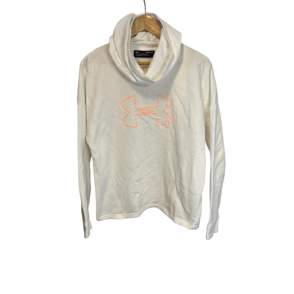 Women's Under Armour White Coral Logo Cowl Neck Hoodie M